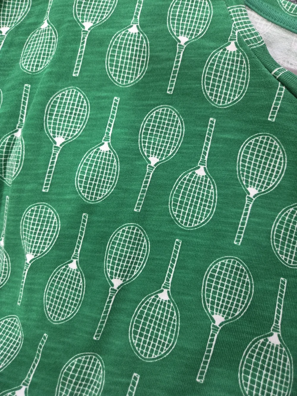 Boden Green and White Tennis Racket Print Jersey Dress - Size 16-18R - Picture 7 of 10